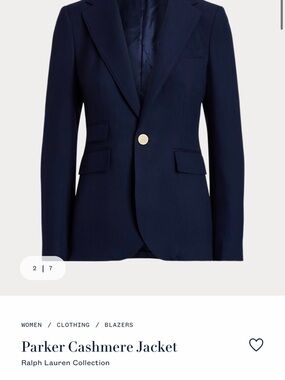 Ralph Lauren Navy Parker Cashmere Blazer